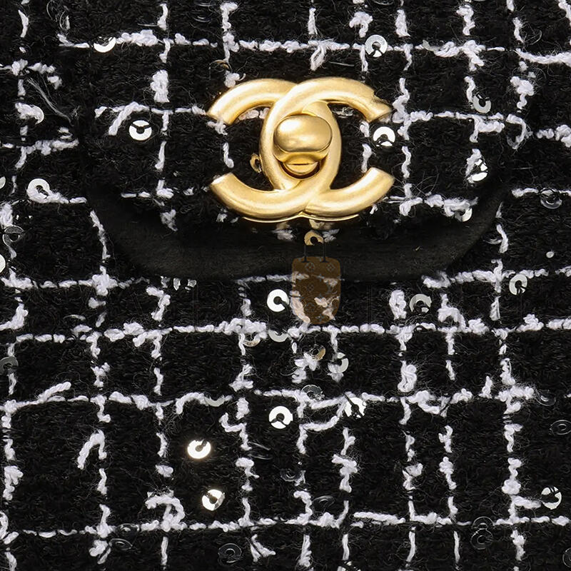 CHANEL KELLY NANO SHOPPING BAG TWEED AND SEQUIN AS3435 (12.5*8.3*4cm)